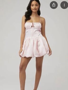 Mason Amory Women’s Pink Spaghetti-Strap Bubble Hem Dress